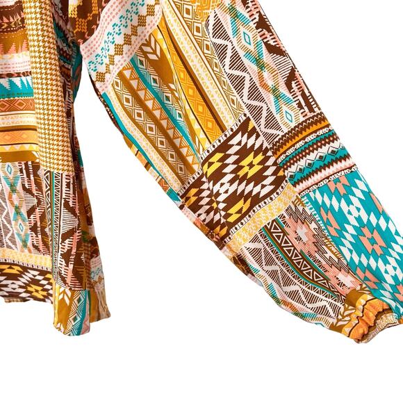 Anthropologie Savanna Jane Large Boho Blouse Shirt Top Boho Festival Tropical - Picture 4 of 9